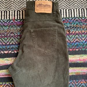dark green high waist corduroy pants